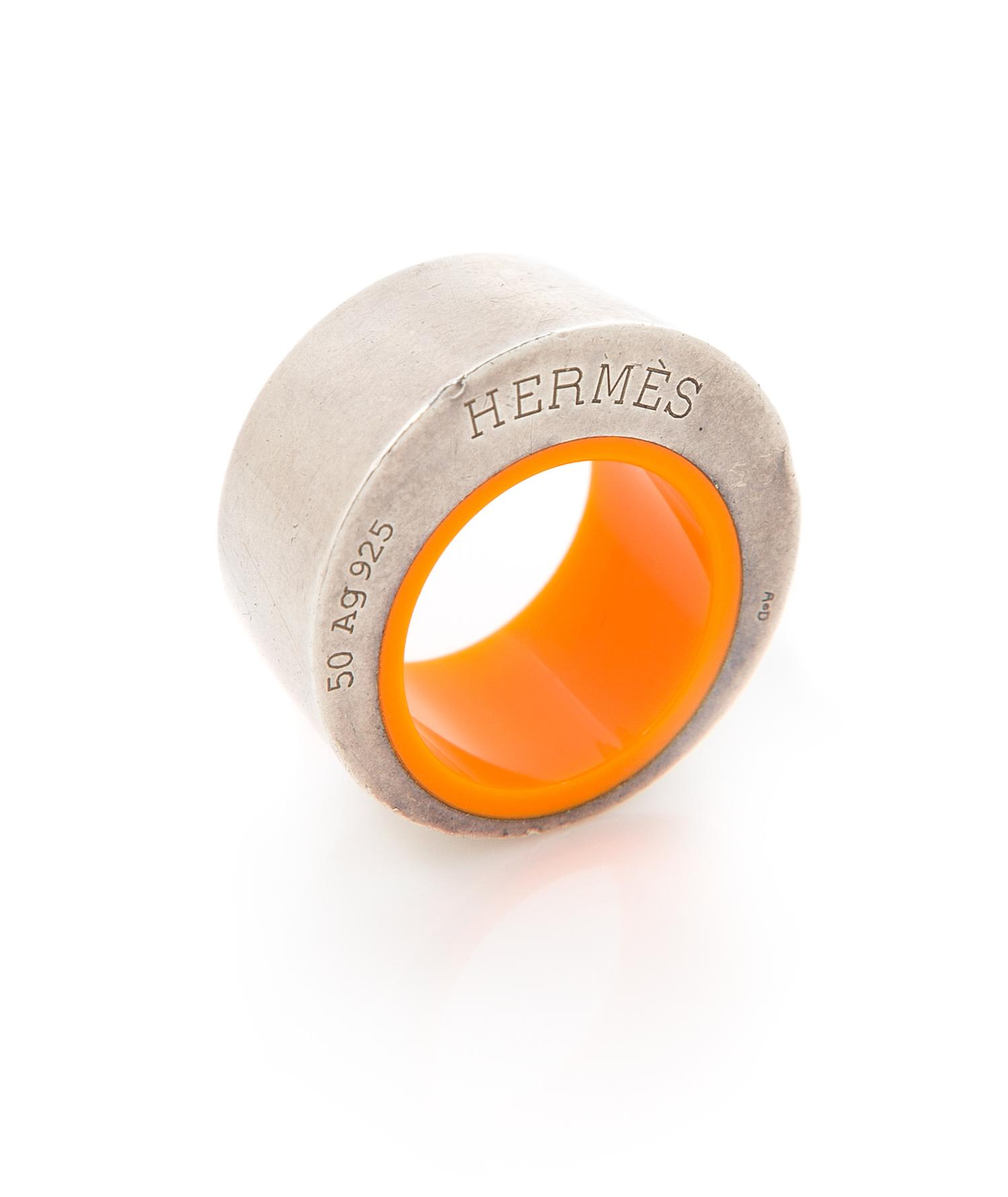 An Hermes Sterling Silver Quark Dome Ring, Size 5.5; Width 11mm.
