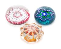 A Group of Three Millefiori Paperweights Diameter of largest 3 inches