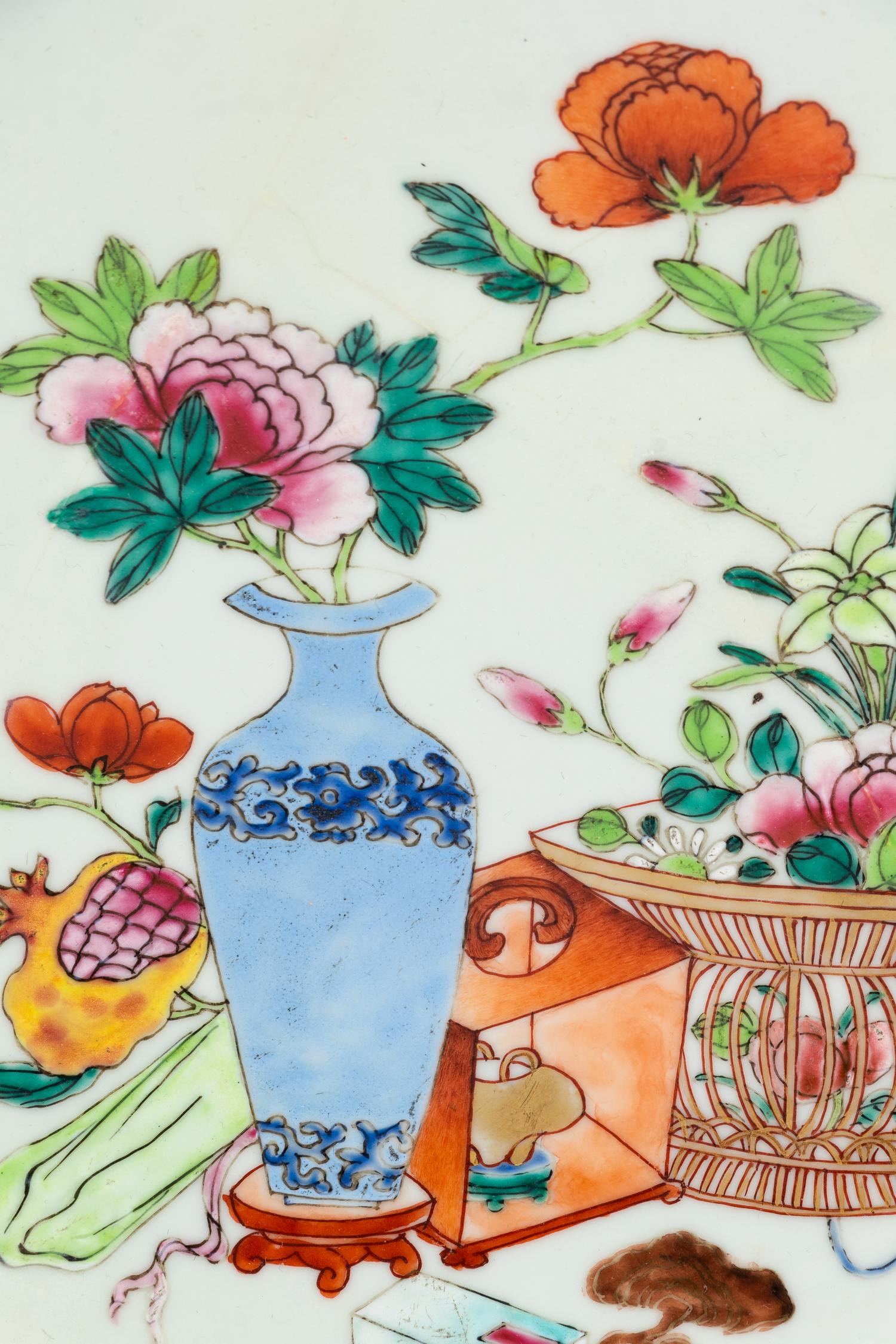 Two Chinese Export Enameled Porcelain Chargers