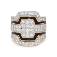 DAVID WEBB, DIAMOND AND ENAMEL RING