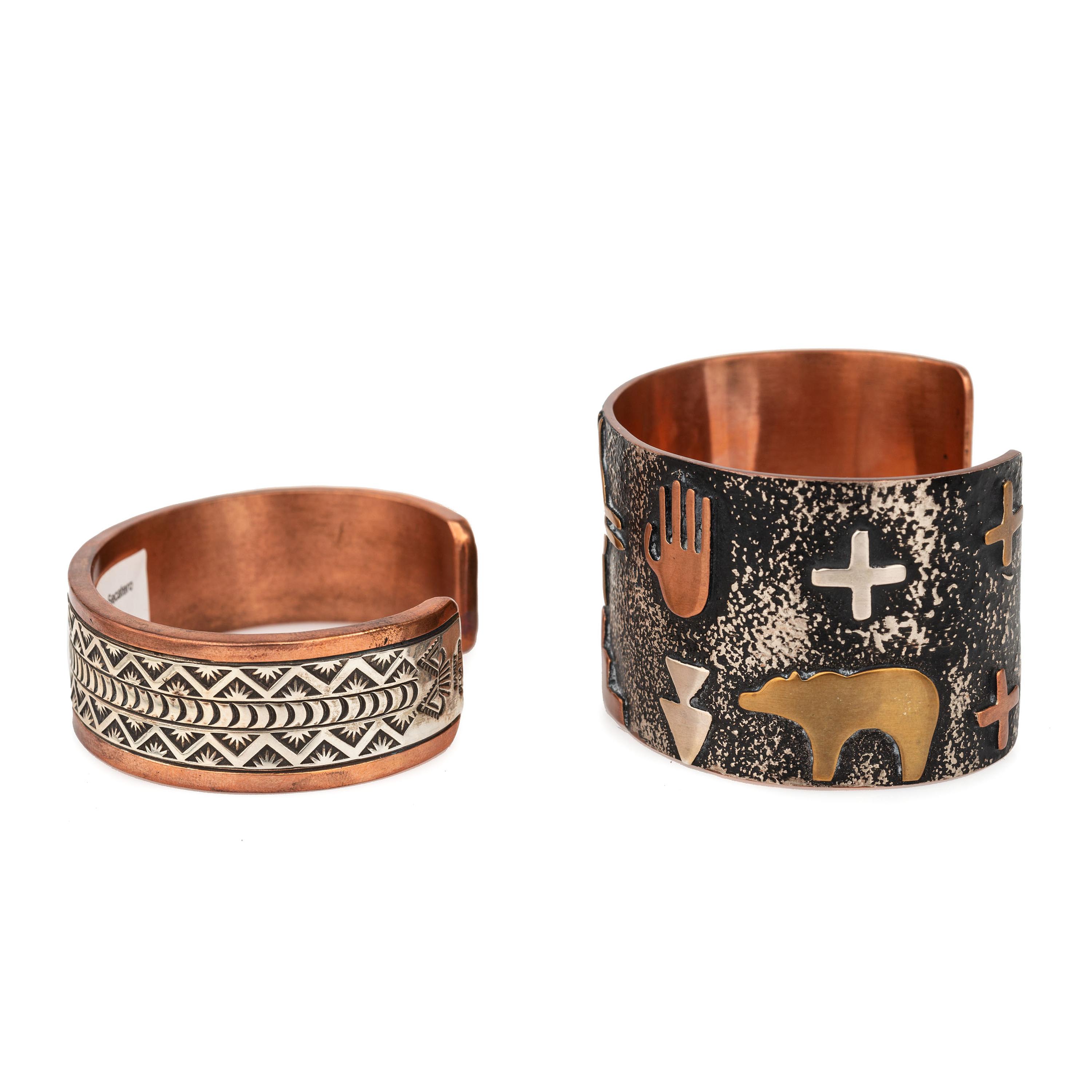 Navajo and Kewa Mixed Metal Cuff Bracelets and Belt Buckle