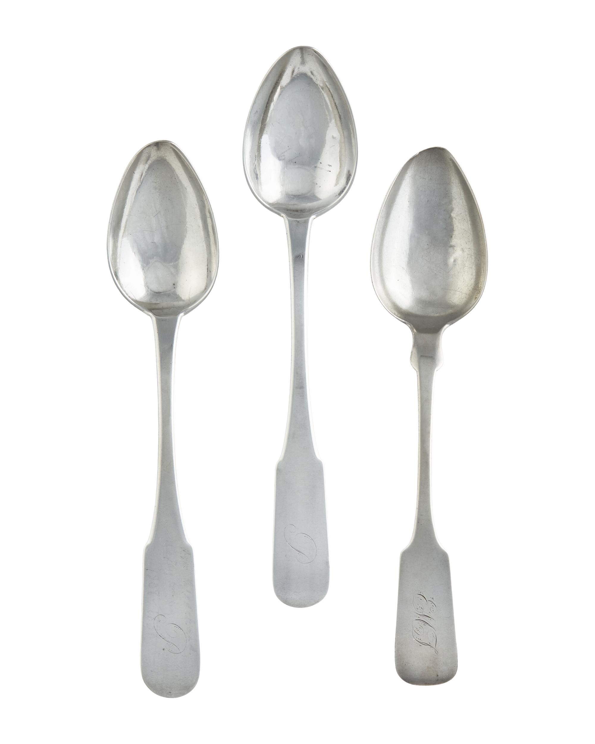A Group of Three Silver Tablespoons