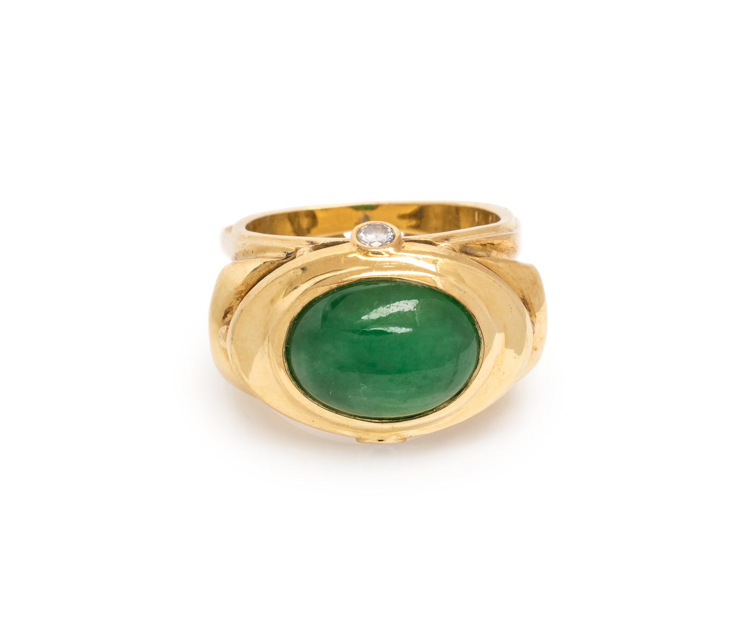 RICHARD KIMBALL, YELLOW GOLD, JADE AND DIAMOND RING