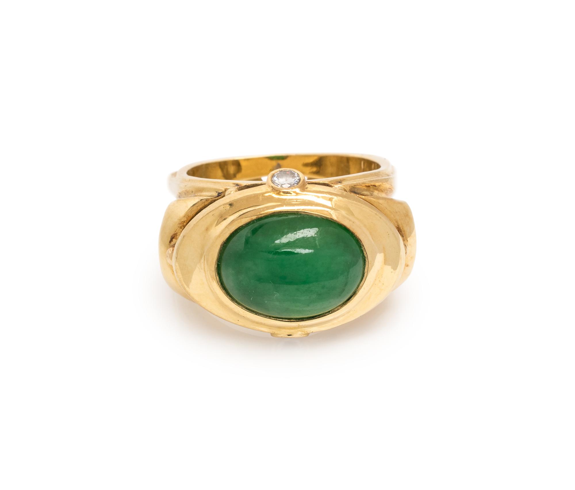 RICHARD KIMBALL, YELLOW GOLD, JADE AND DIAMOND RING