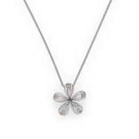 Diamond and White Gold Flower Necklace
