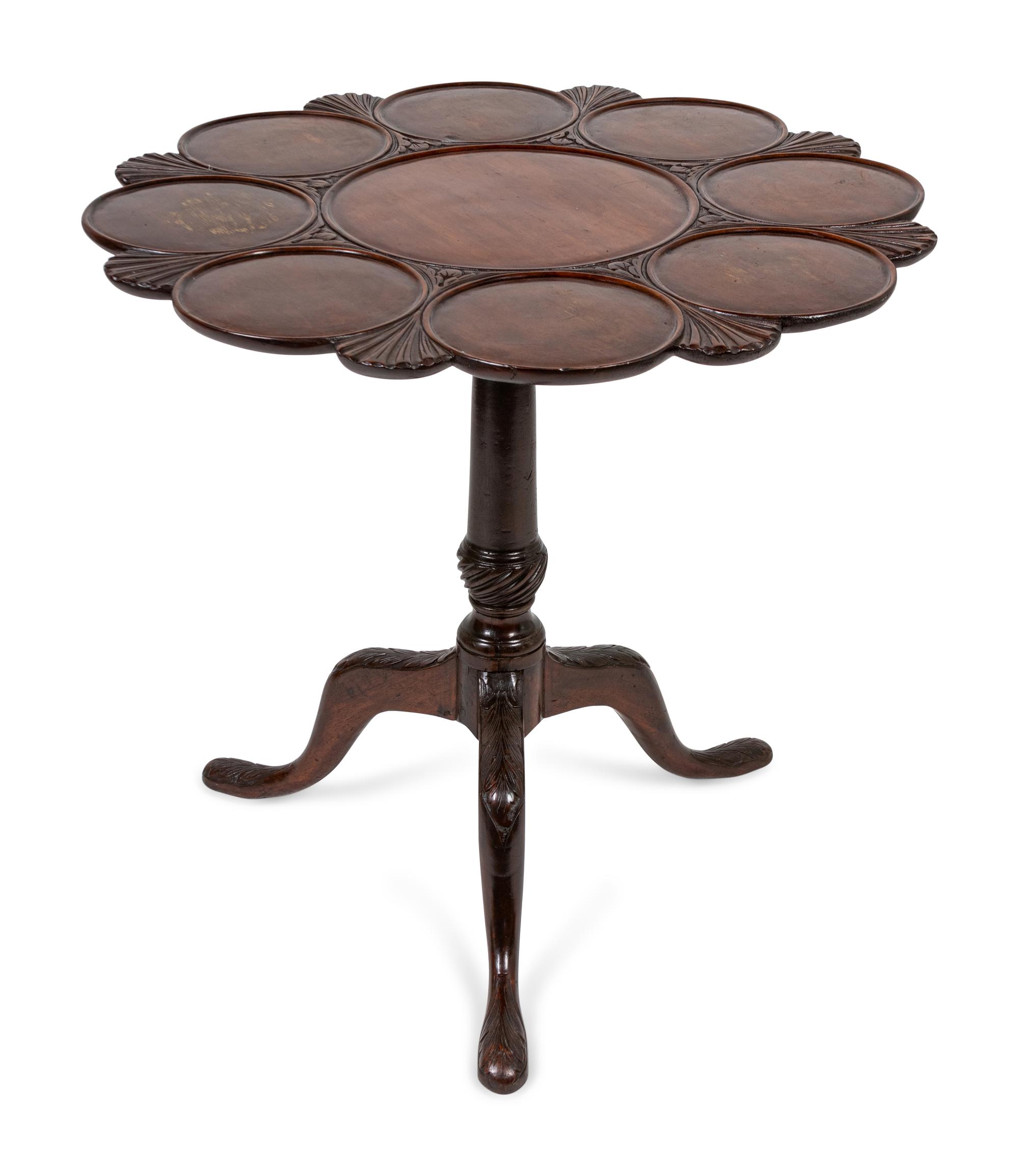 A George III Style Carved Mahogany Tilt-Top Supper Table