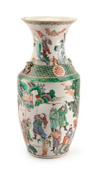 A Chinese Famille Verte Porcelain Vase Height 17 inches.