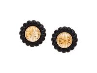 CITRINE AND ONYX EARCLIPS