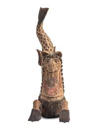 A Pair of Large Balinese Carved and Polychrome Decorated Models of Hippocampi