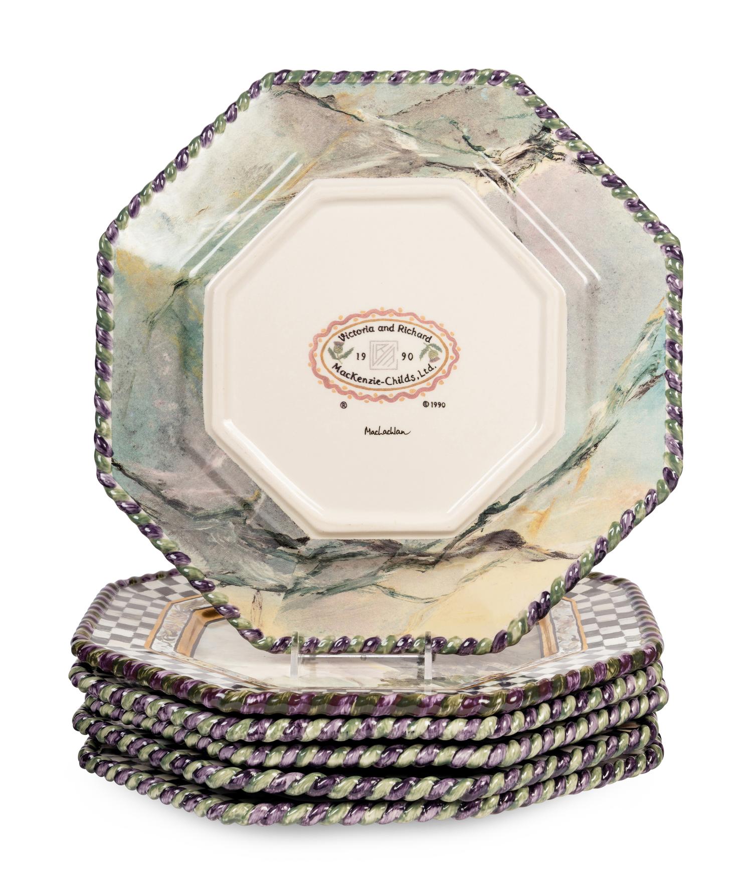 A Set of Sixteen MacKenzie-Childs MacLachlan Ceramic Dinner Plates