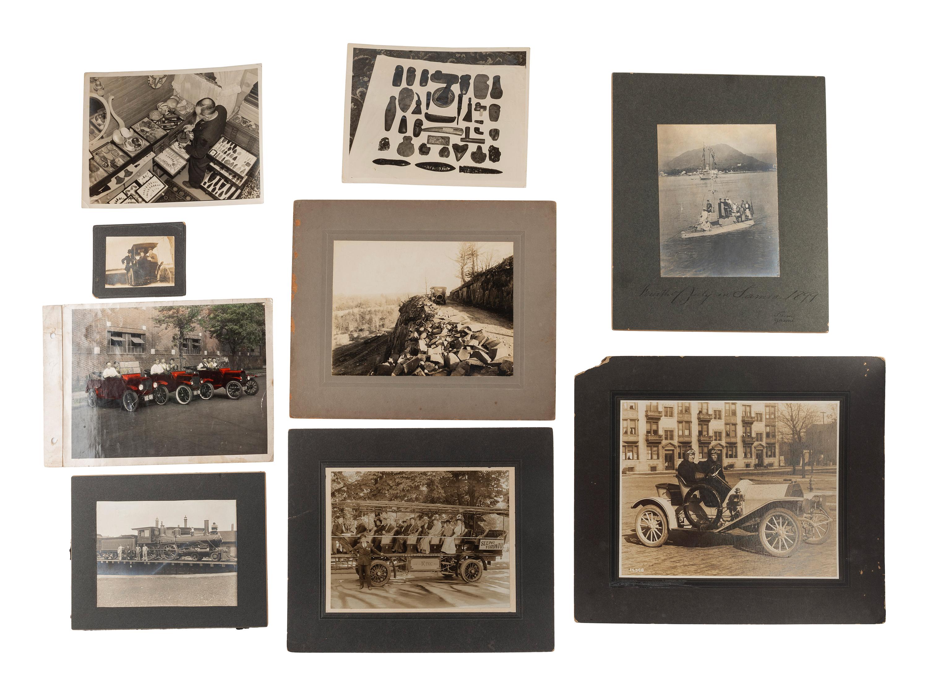 [Early Photography] Large group of photographs and other ephemera related to transportation