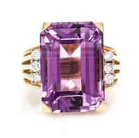 A Yellow Gold, Amethyst and Diamond Ring, 7.00 dwts.