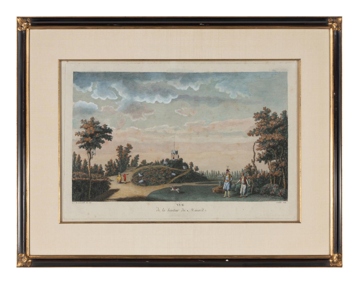 A Set of Six French Hand-Colored Engravings