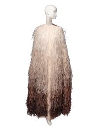 Guy Laroche Haute Couture, Beaded Cream Gown & Ostrich Cape
