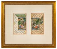 A Collection of Persian Miniature Paintings Height of tallest 14 1/4 inches (frame).