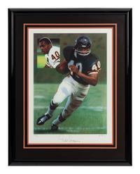 A Gale Sayers Signed Autograph Print Formerly Displayed at Mike Ditka’s Restaurant