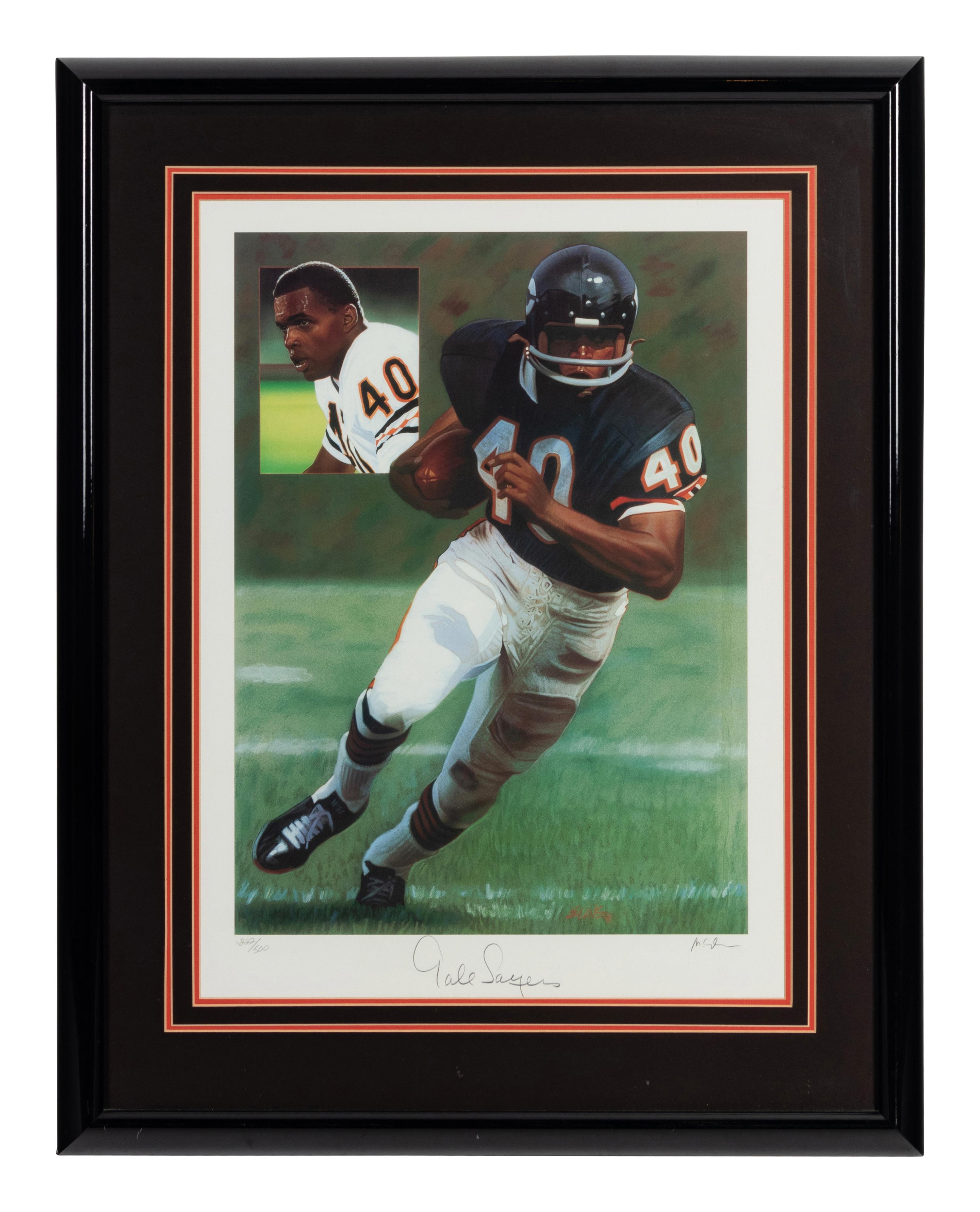A Gale Sayers Signed Autograph Print Formerly Displayed at Mike Ditka’s Restaurant