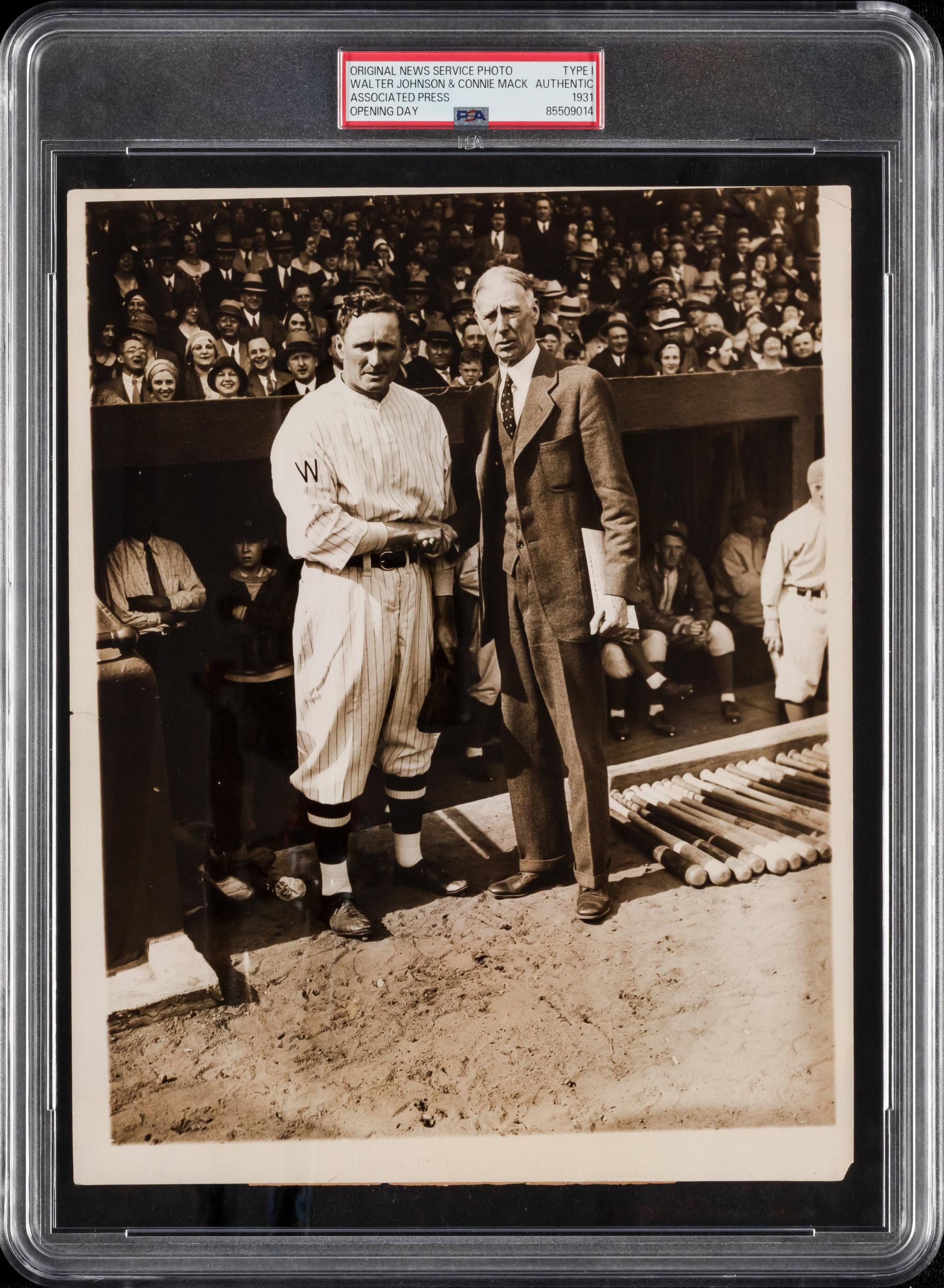 An Original 1931 Walter Johnson and Connie Mack Type One Associated Press News Photograph (PSA)