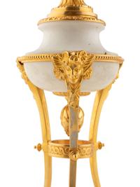 A Pair of French Gilt Bronze and Marble Convertible Cassolettes