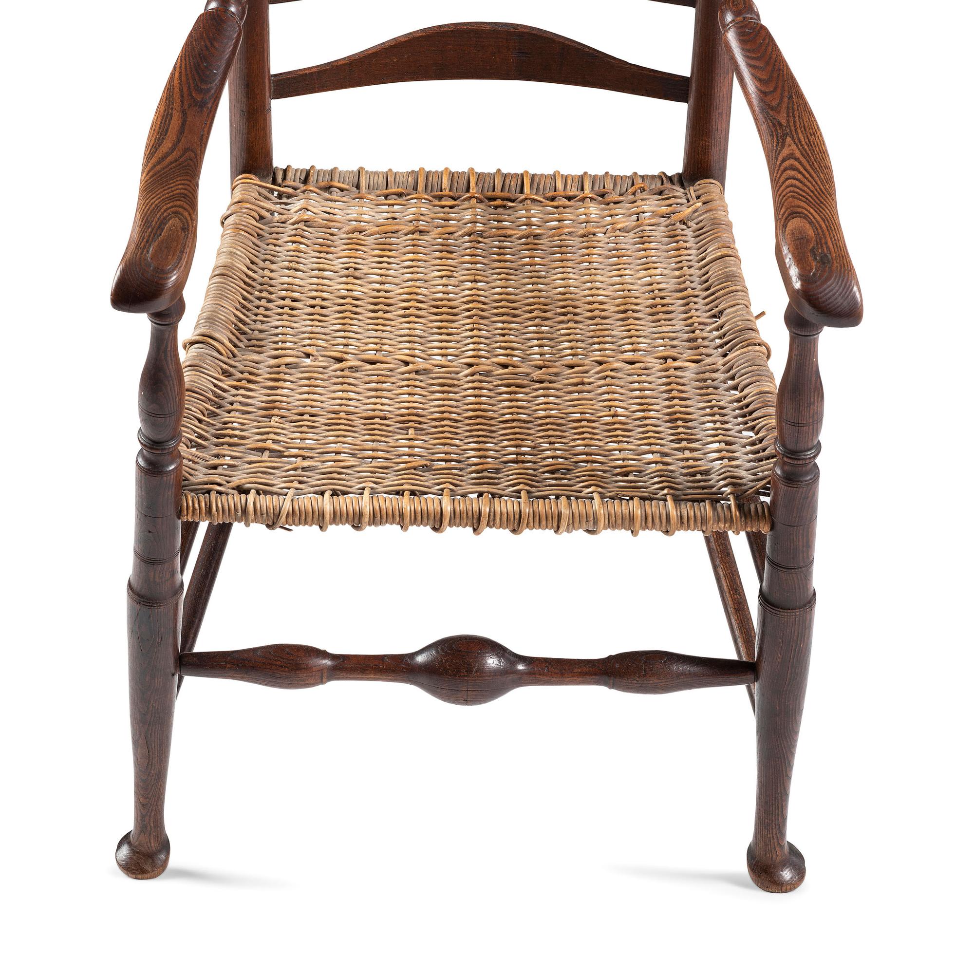 A William and Mary Ladderback Splint-Seat Armchair