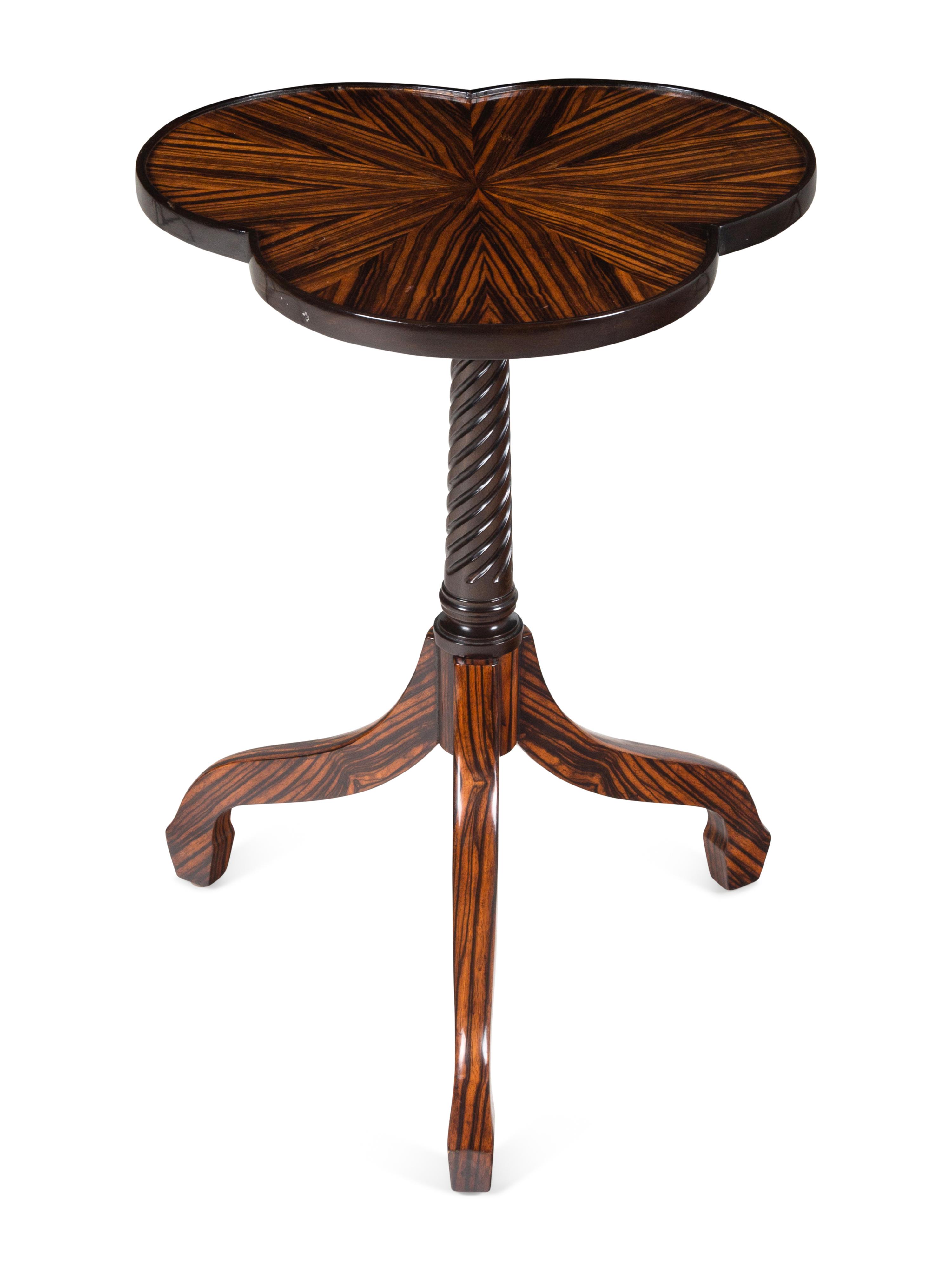 A Rose Tarlow Macassar Ebony Cloverleaf Pedestal Table
