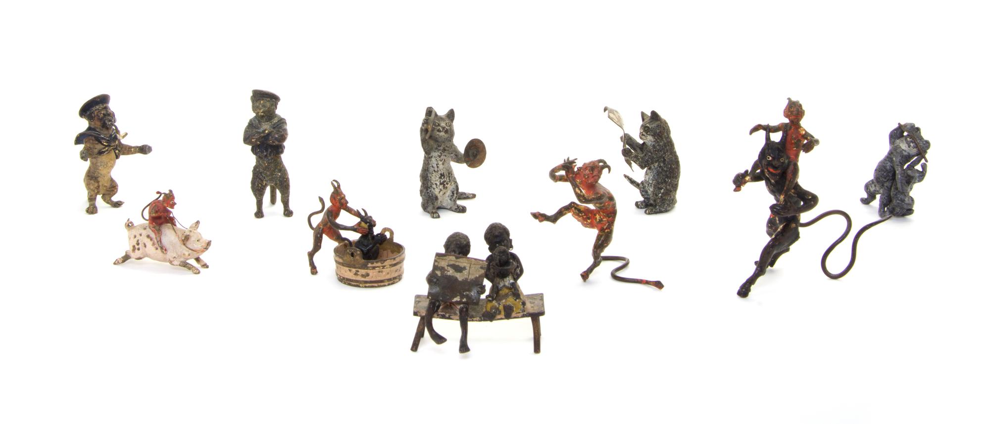 A Collection of Austrian Cold-Painted Bronze Figures Average height 3 inches.