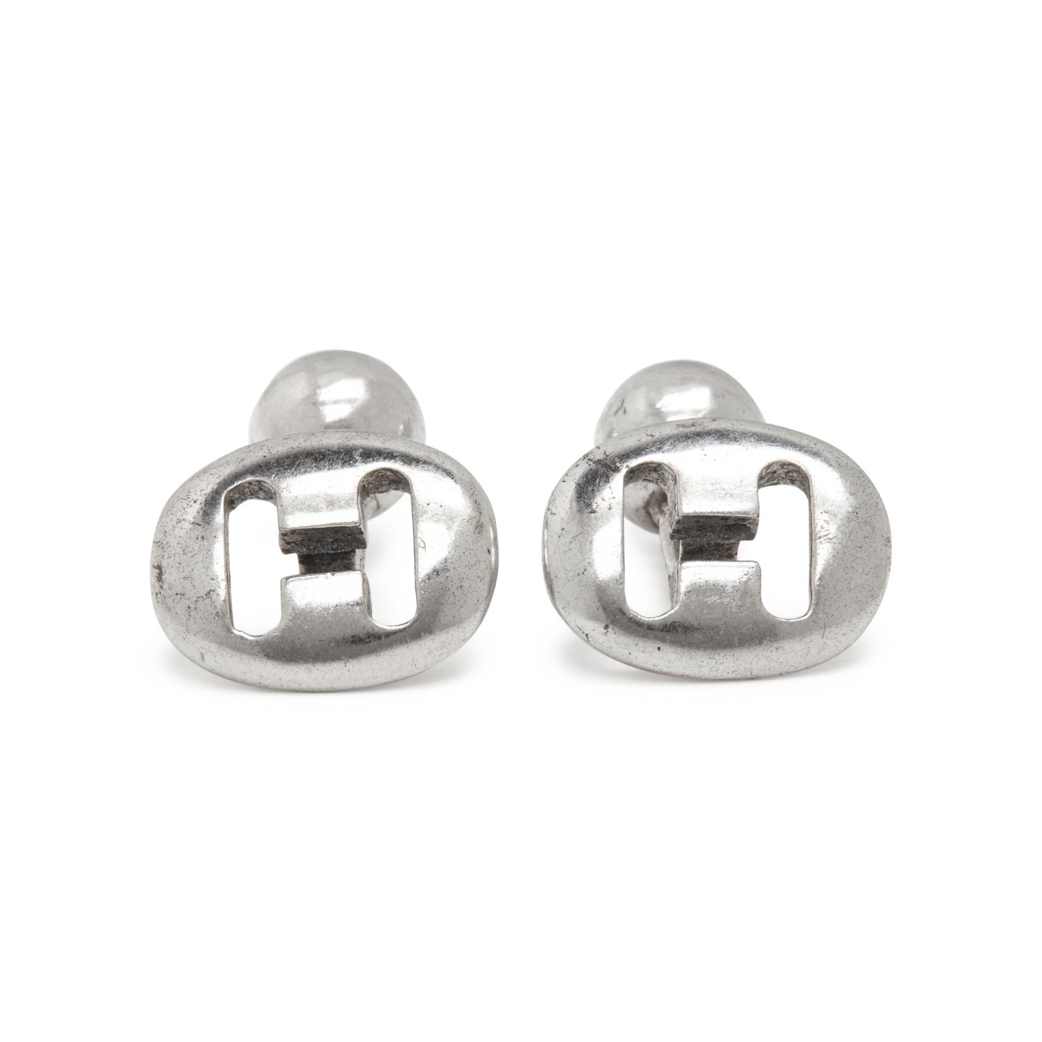 HERMÈS, SILVER CUFFLINKS