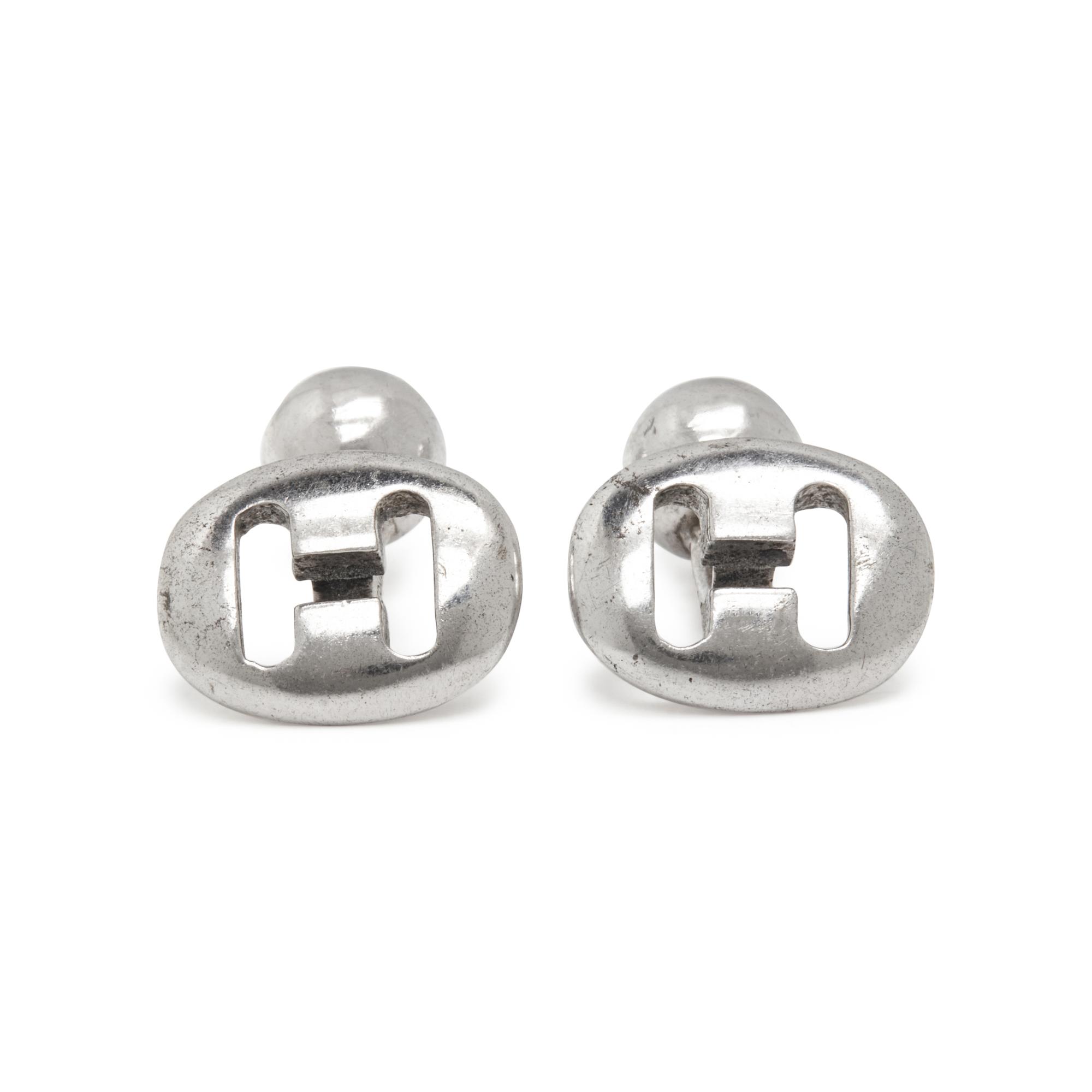 HERMÈS, SILVER CUFFLINKS