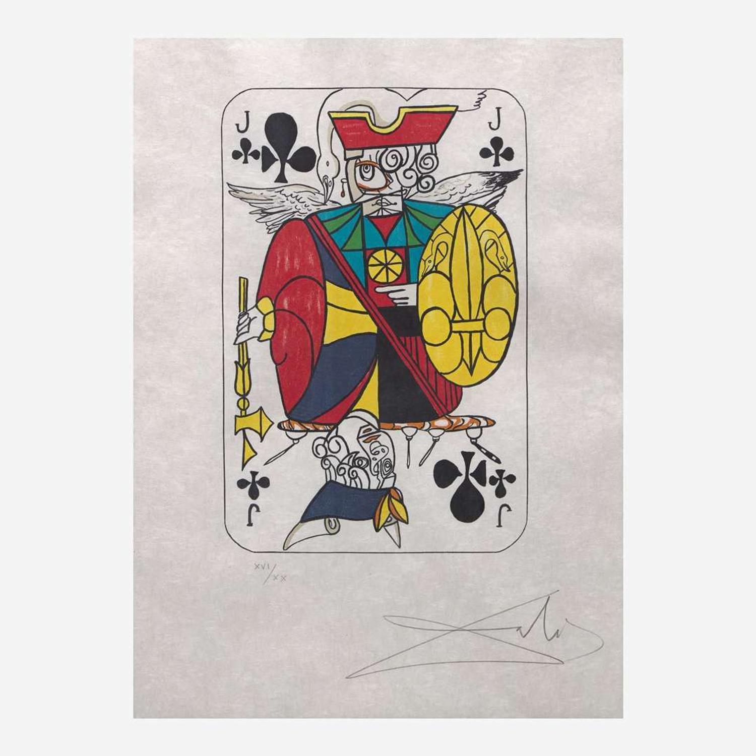 Salvador Dalí (Spanish, 1904-1989) Playing Cards (Ace, King, Queen and Jack of Clubs)
