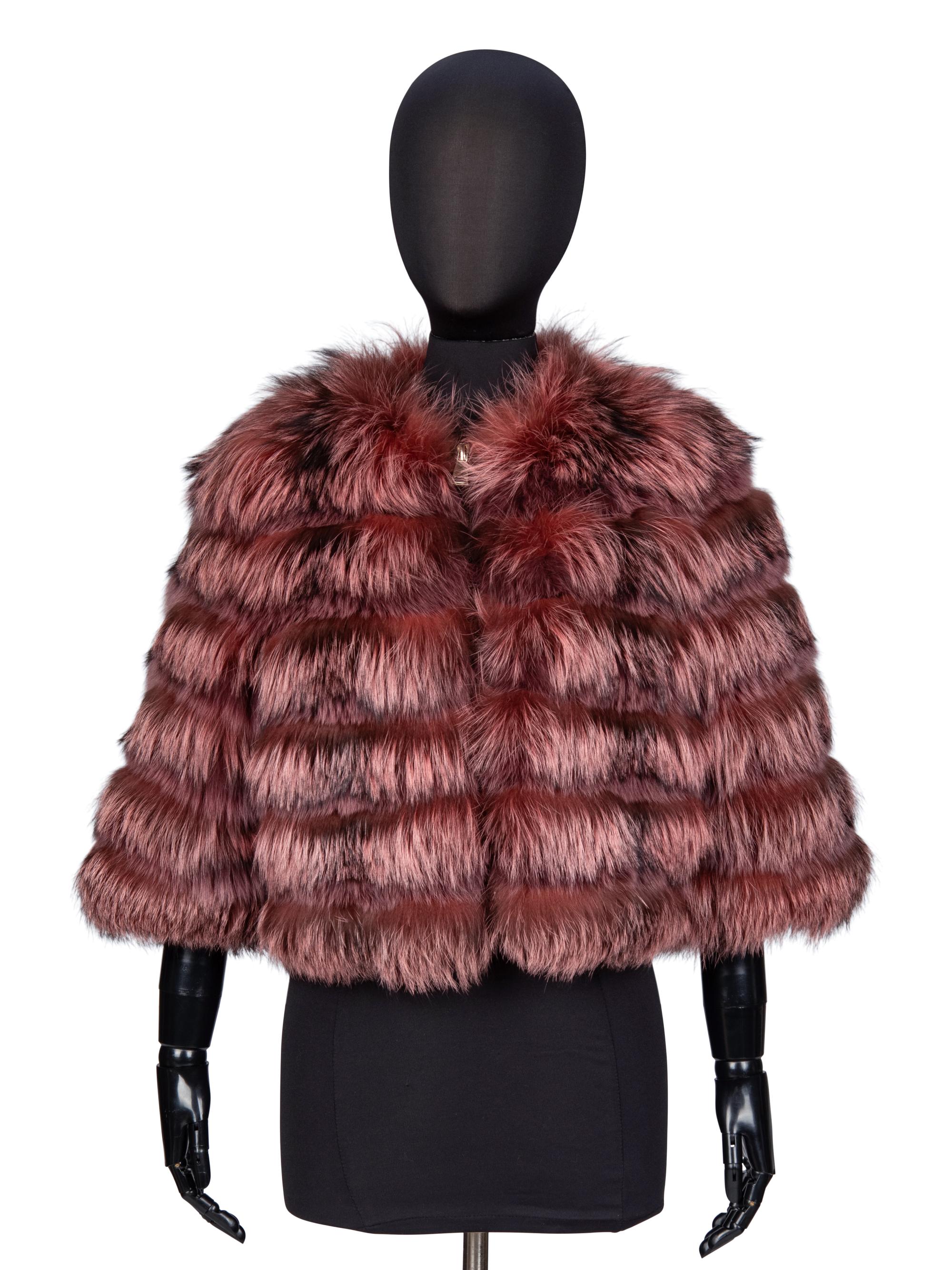 A ROSE PINK FOX FUR JACKET