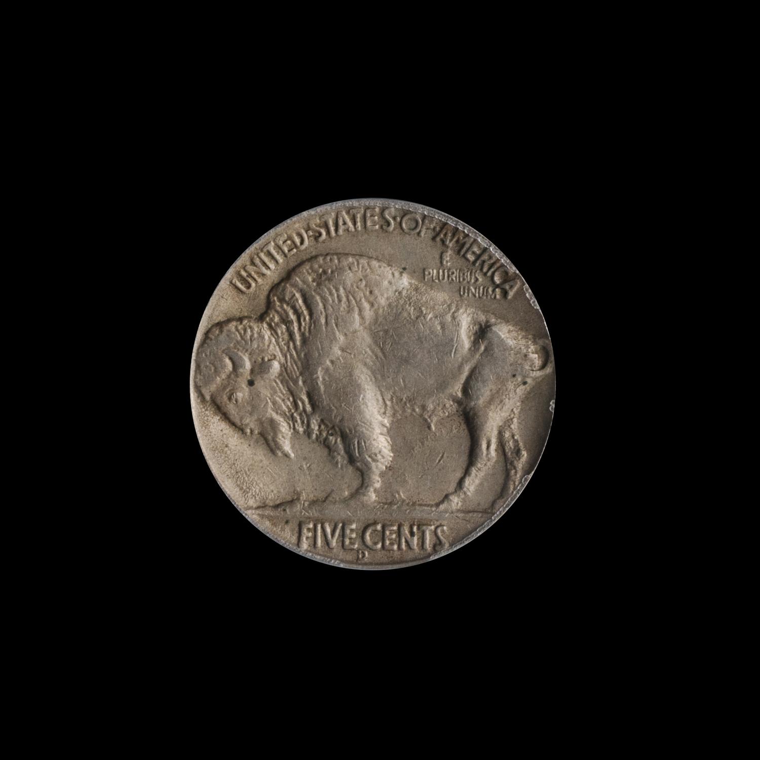 A United States 1937-D Buffalo: 3 Legs 5c Coin