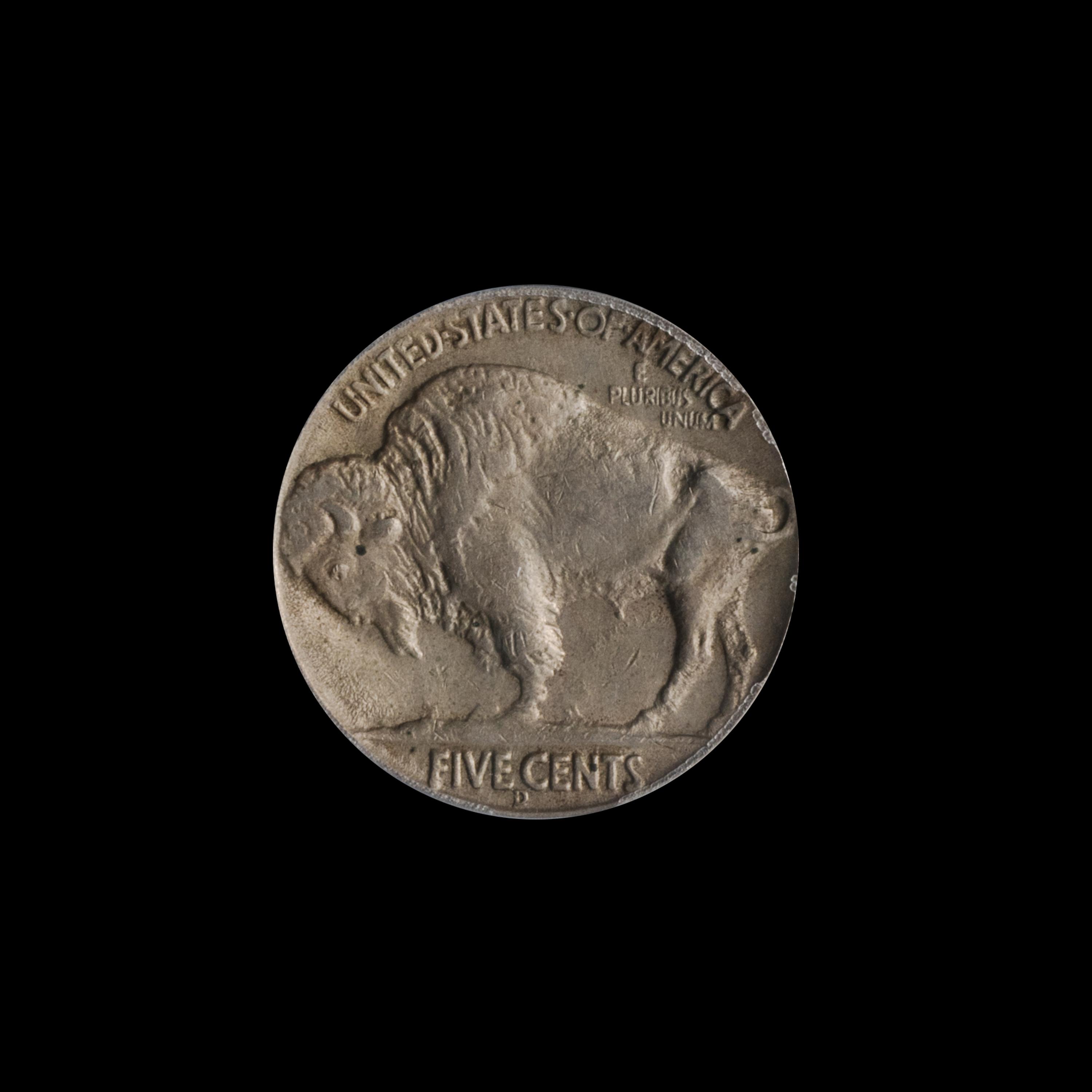 A United States 1937-D Buffalo: 3 Legs 5c Coin