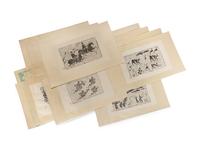 Twelve Chinese Rubbing of Han Tomb Tiles, 20th Century 近代 漢畫像磚拓片十二幅