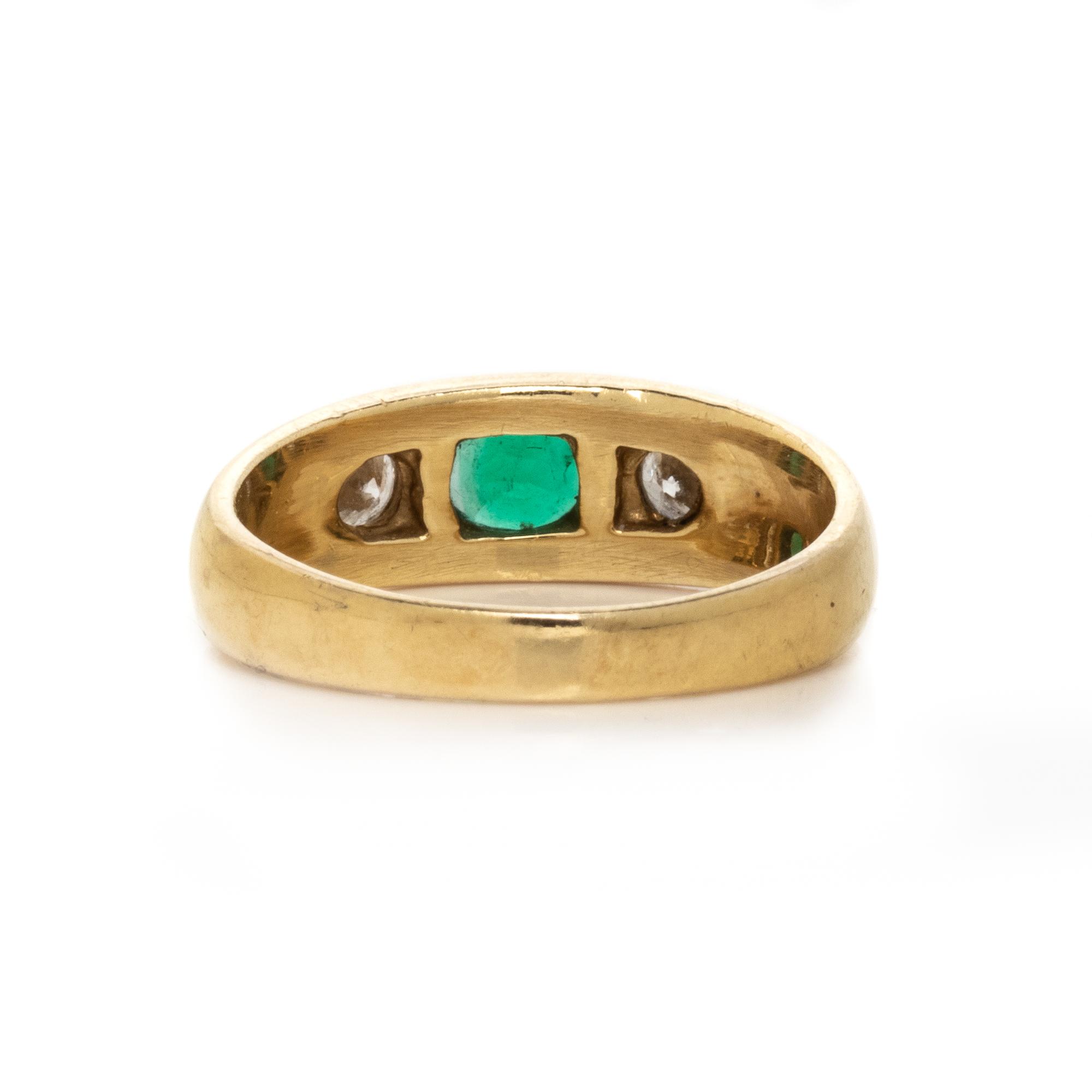 YELLOW GOLD, EMERALD, AND DIAMOND RING