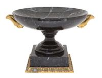 A Gilt Bronze Mounted Black Marble Tazza Height 7 1/2 x diameter 10 1/8 inches. — 20TH CENTURY