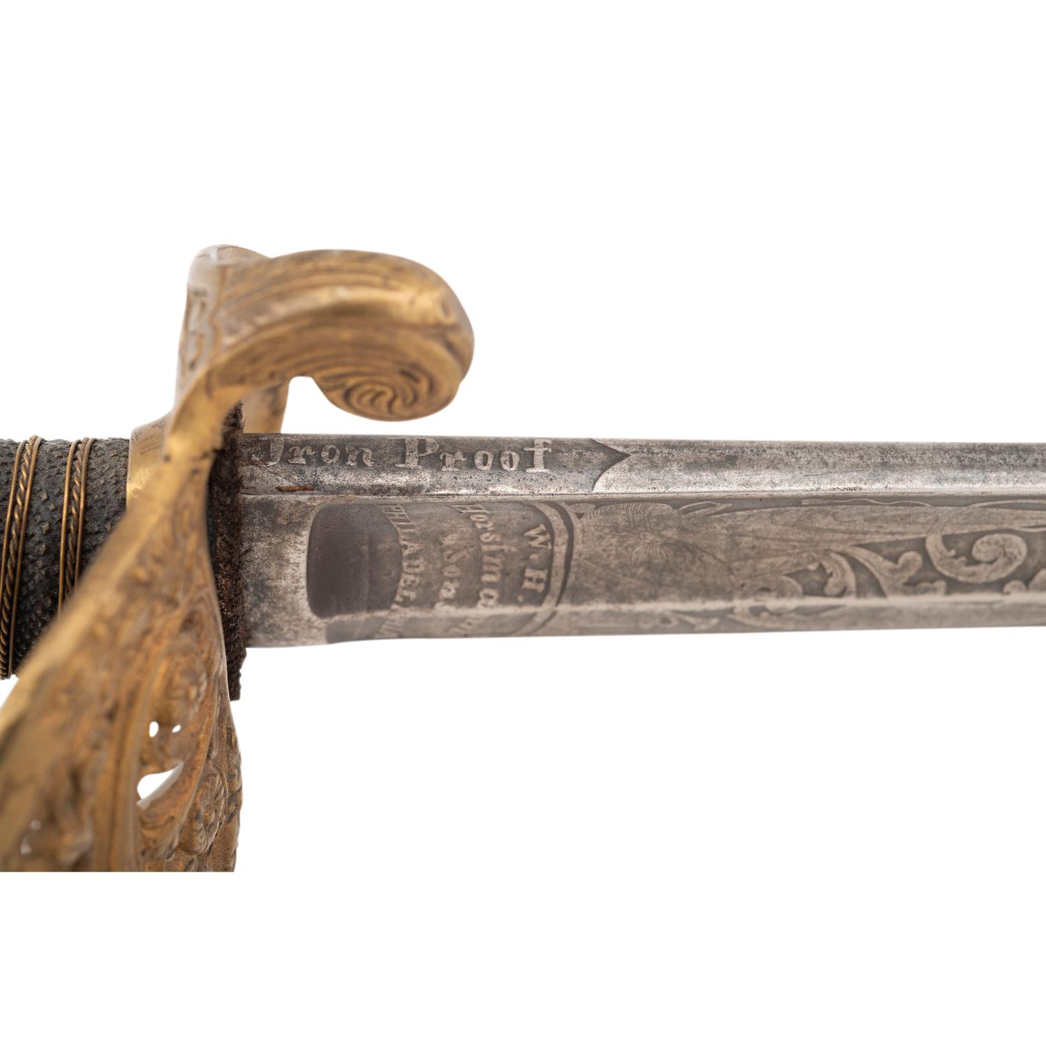 Hortsmann Retailed Import Model 1850 Staff and Field Officer's Sword Presented to Capt. Ira Ayer - 116th NY Infantry