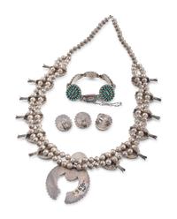 Zuni Silver and Petit Point Turquoise Cluster Suite
