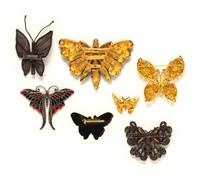 A GROUP OF SEVEN BUTTERFLY BROOCHES