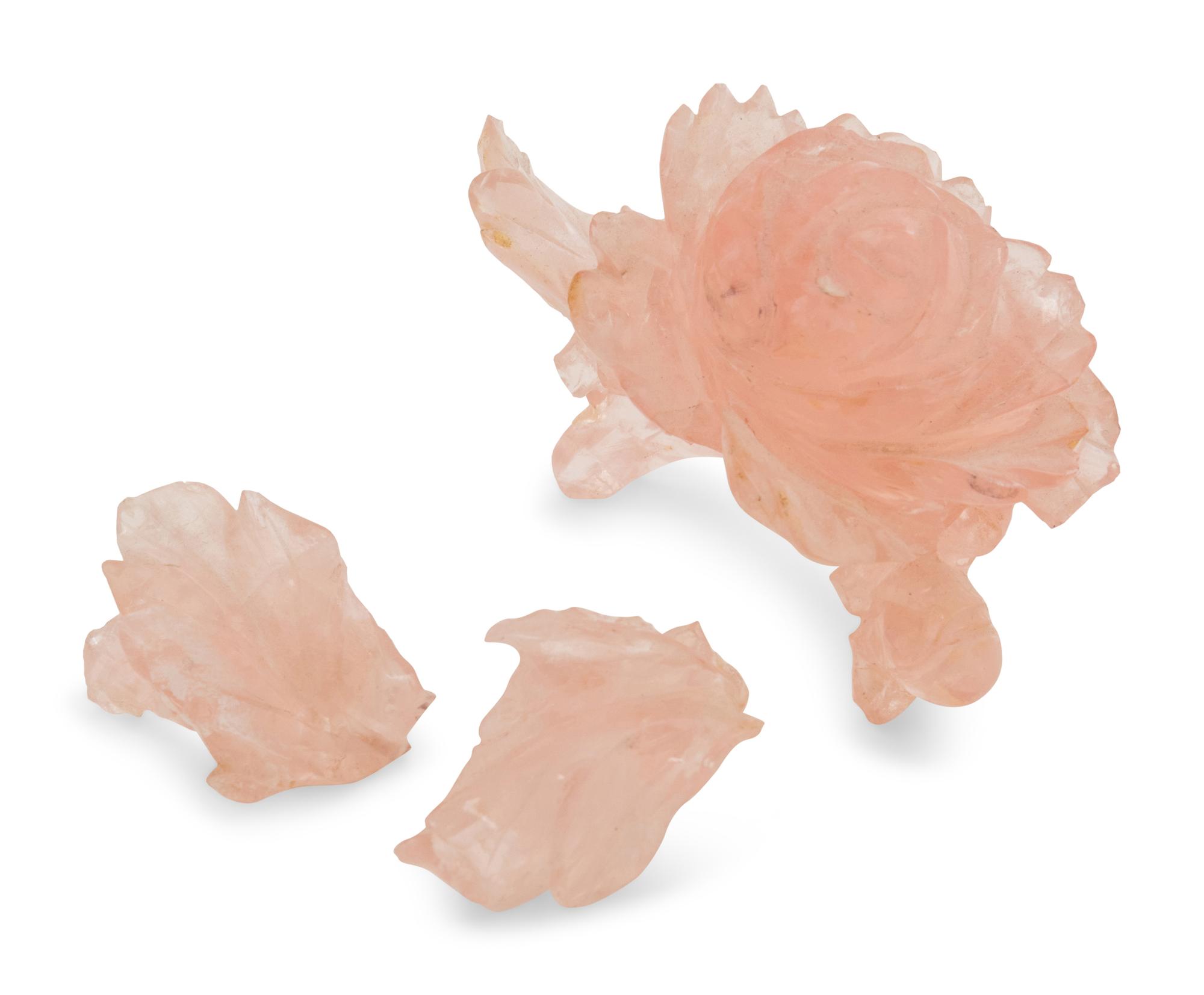 A Chinese Export Carved Rose Quartz Covered Vase