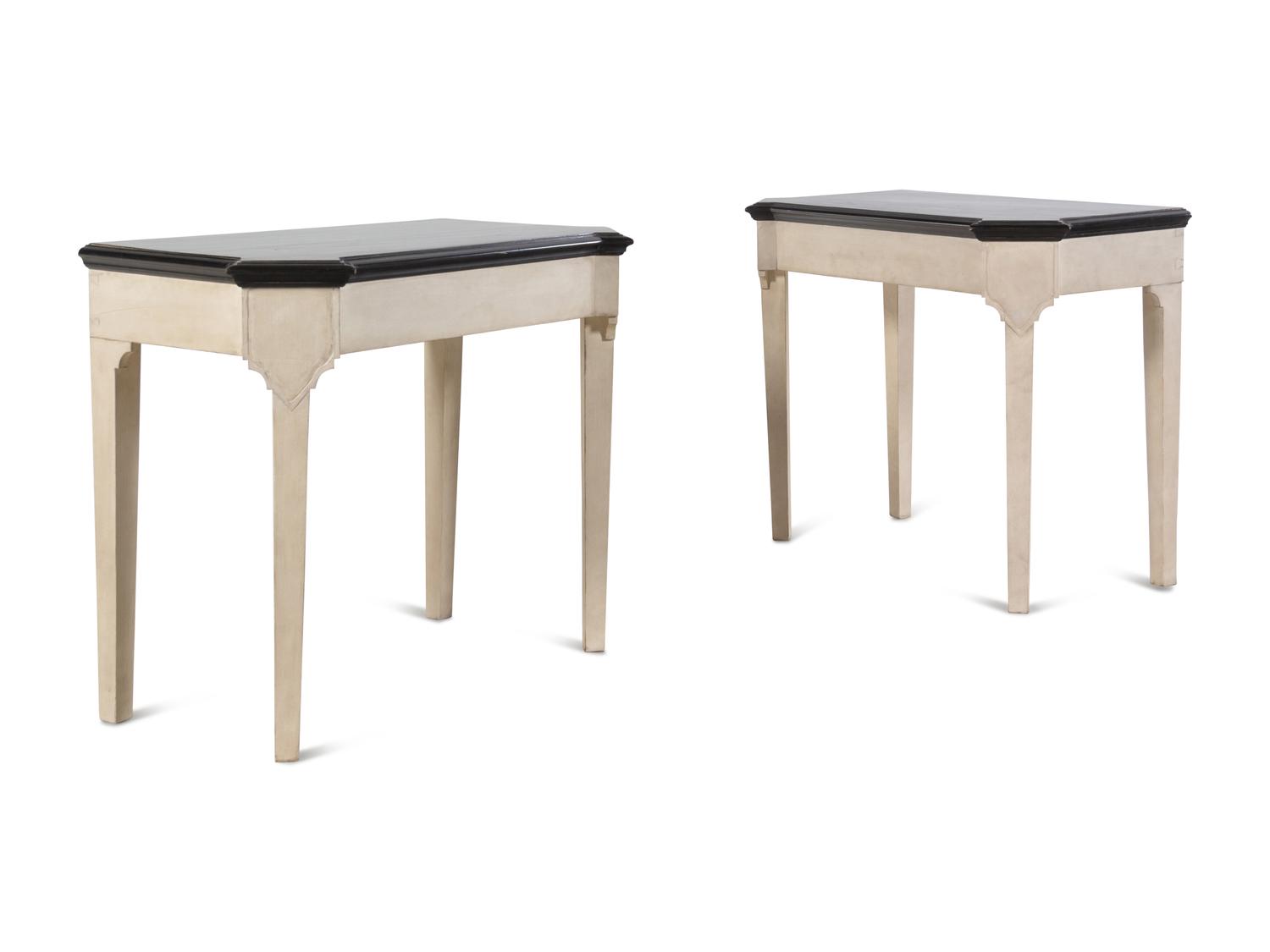 A Pair of Italian Style Painted Pier Tables