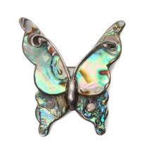 A Mexican Silver and Mother of Pearl Butterfly Pin Length of necklace 19 1/2 inches.