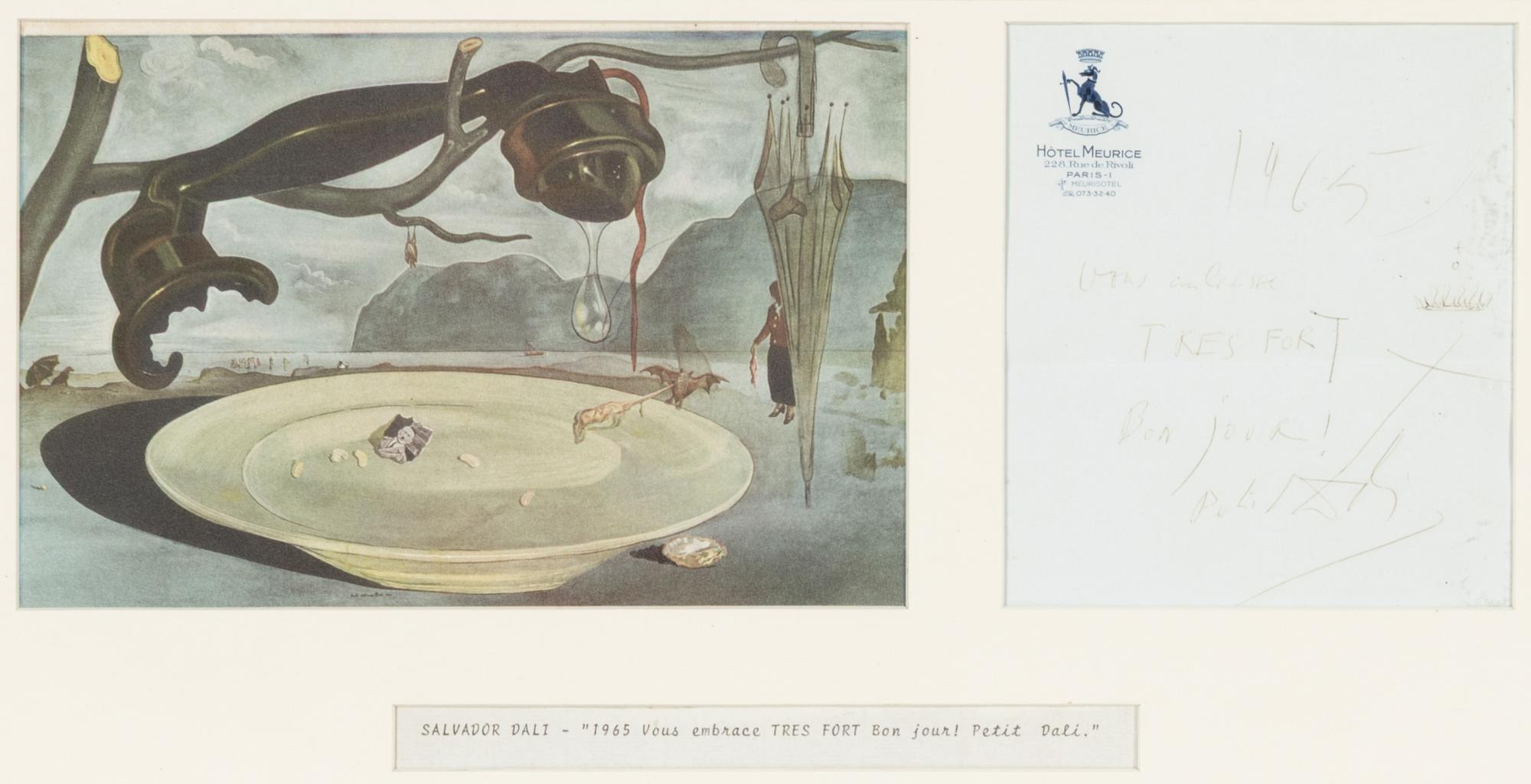 Dali, Salvador (1904-1989). Autograph note signed ("Dali") to unknown recipient, Paris, 1965.