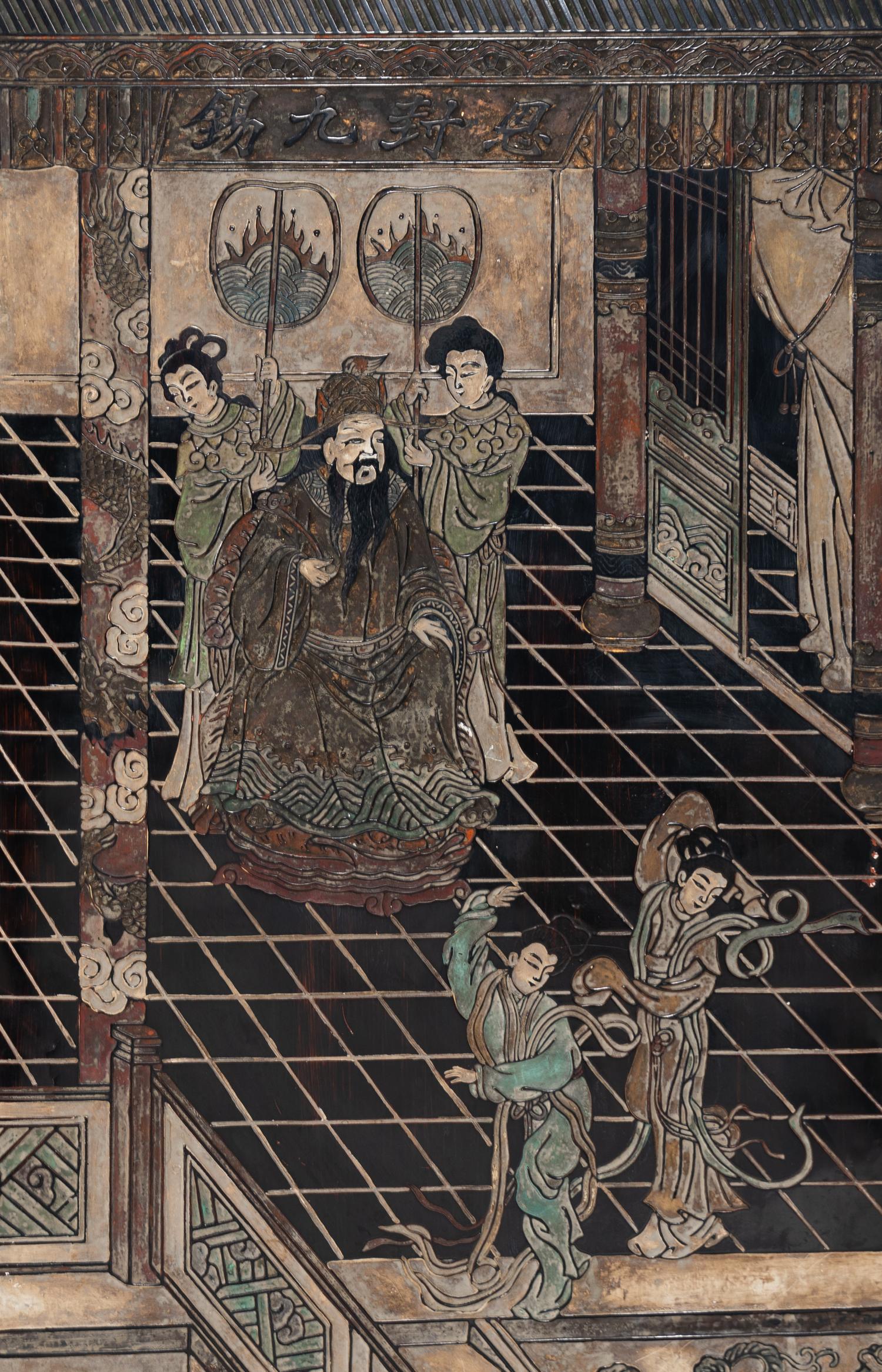 A Chinese Lacquer Eight-Panel Screen
