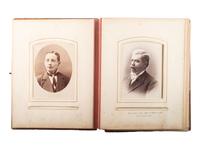 [LATE INDIAN WARS]. Photo album identified to Oskaloosa M. Smith, 22nd US Infantry, containing CDVs and cabinet cards of civilians and officers, some identified, incl. images by S.J. Morrow.
