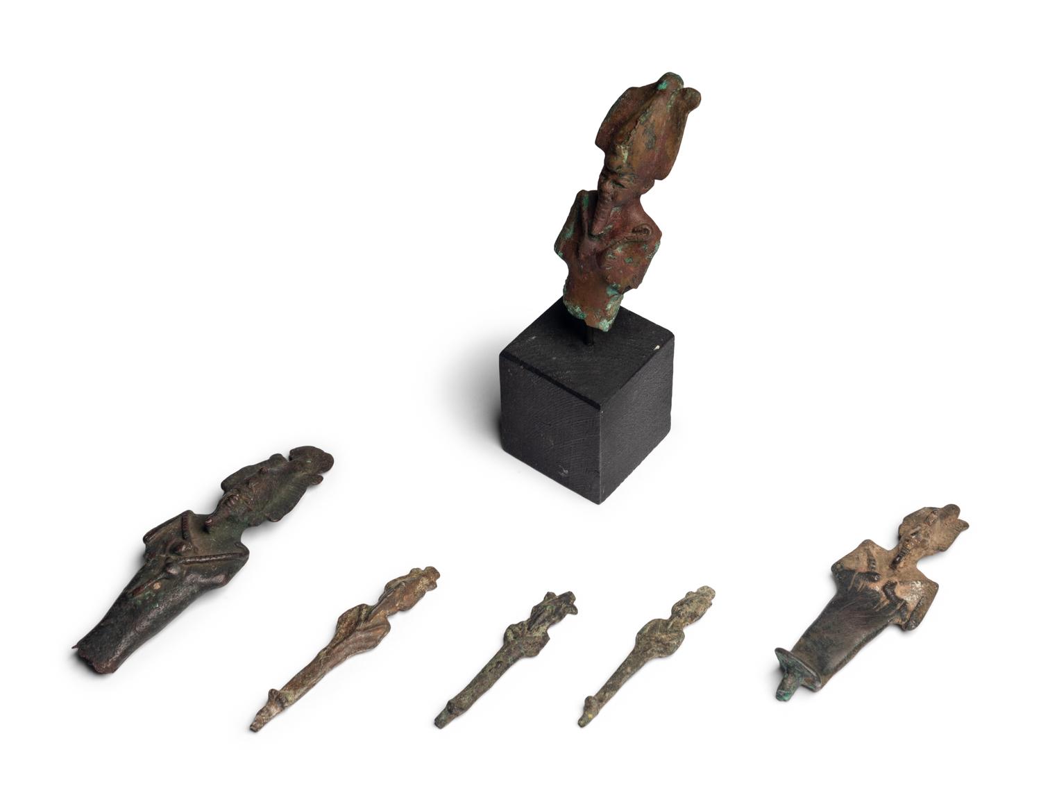 Six Egyptian Bronze Osiris Figures