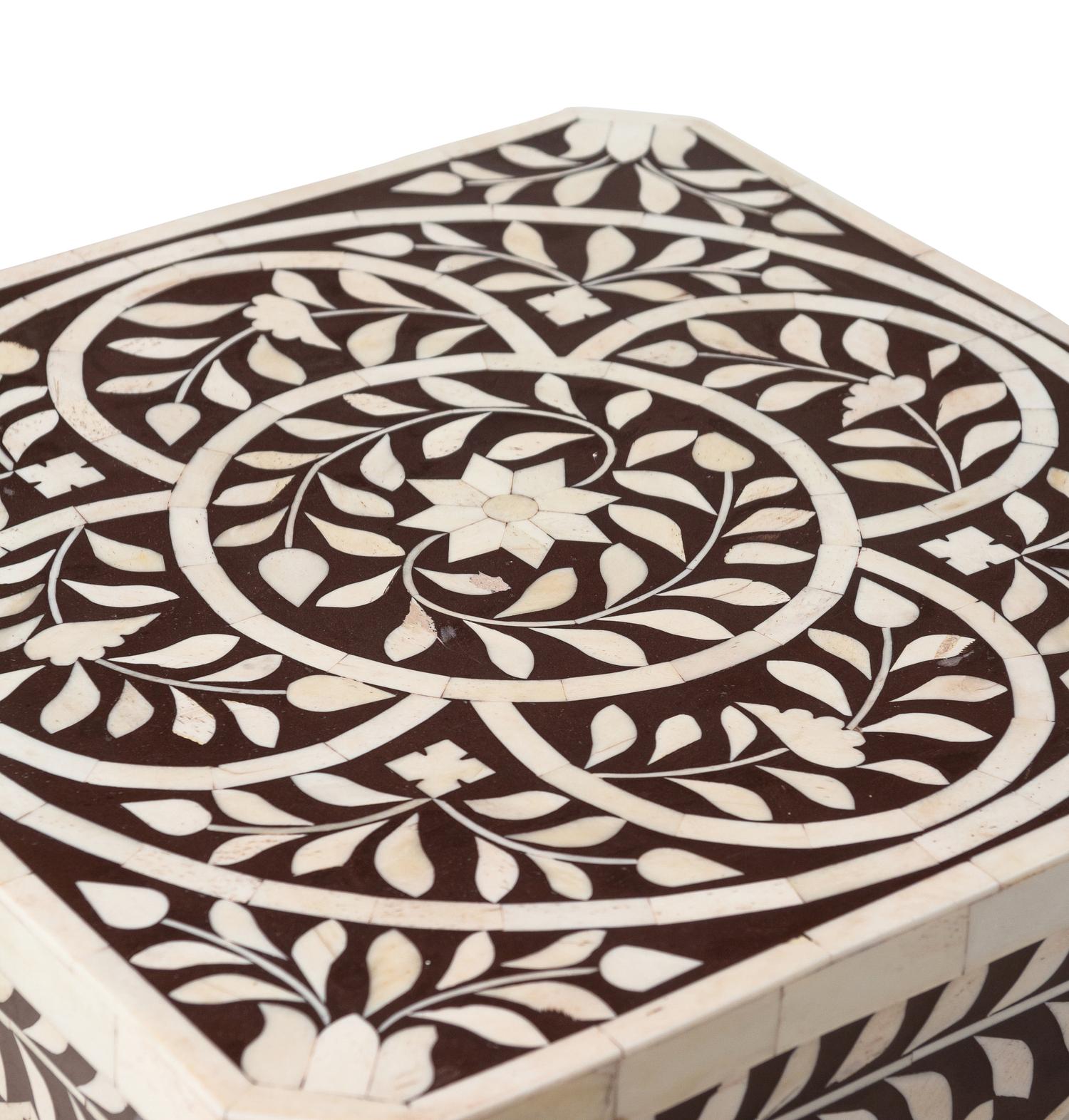 A Vizagapatam Style Bone and Ebony Inlaid Table