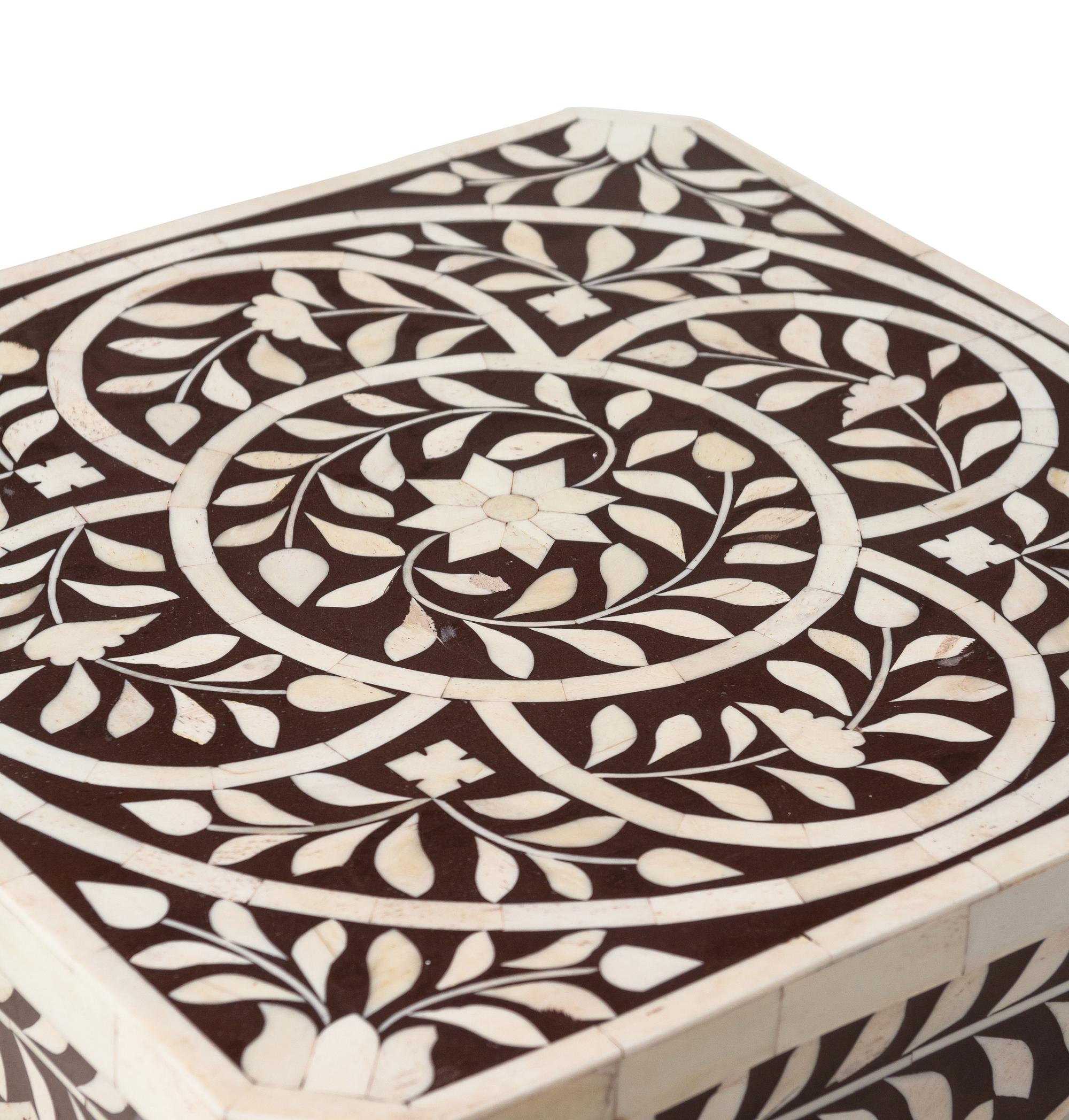 A Vizagapatam Style Bone and Ebony Inlaid Table