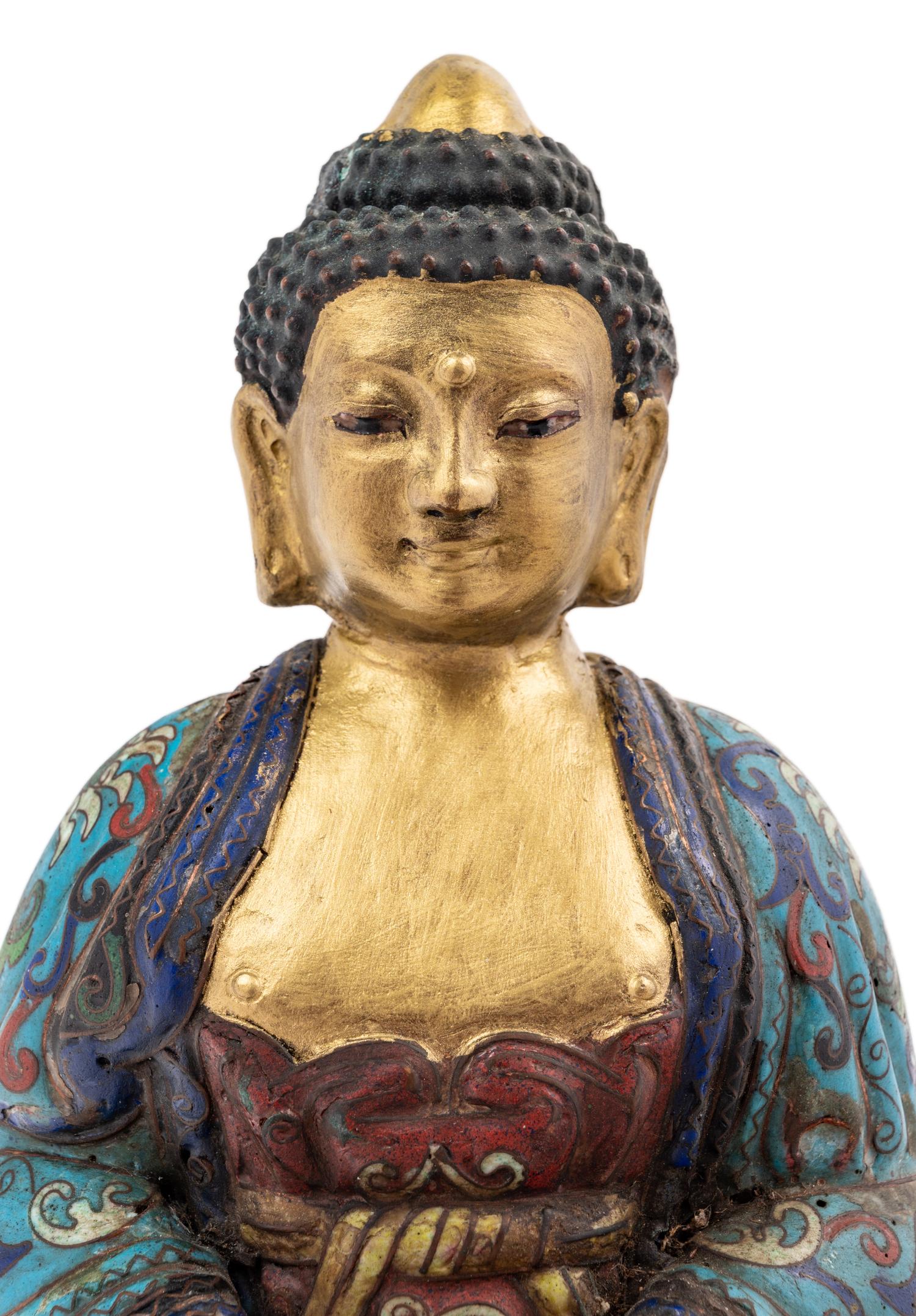 A Chinese Cloisonné Enamel Figure of Buddha Shakyamuni
