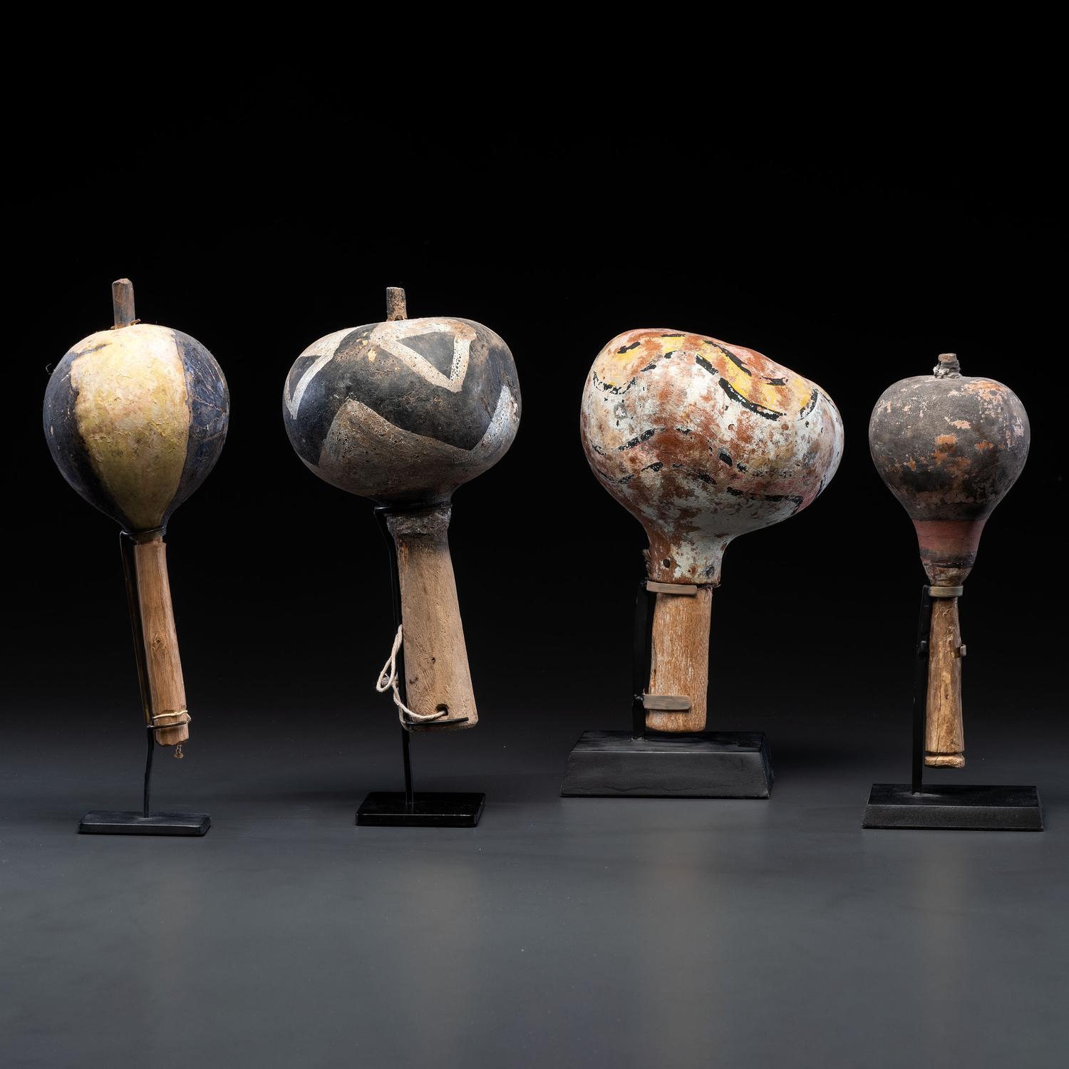 Group of Pueblo Polychrome Gourd Rattles, From the Collection of Dick Jemison, Alabama