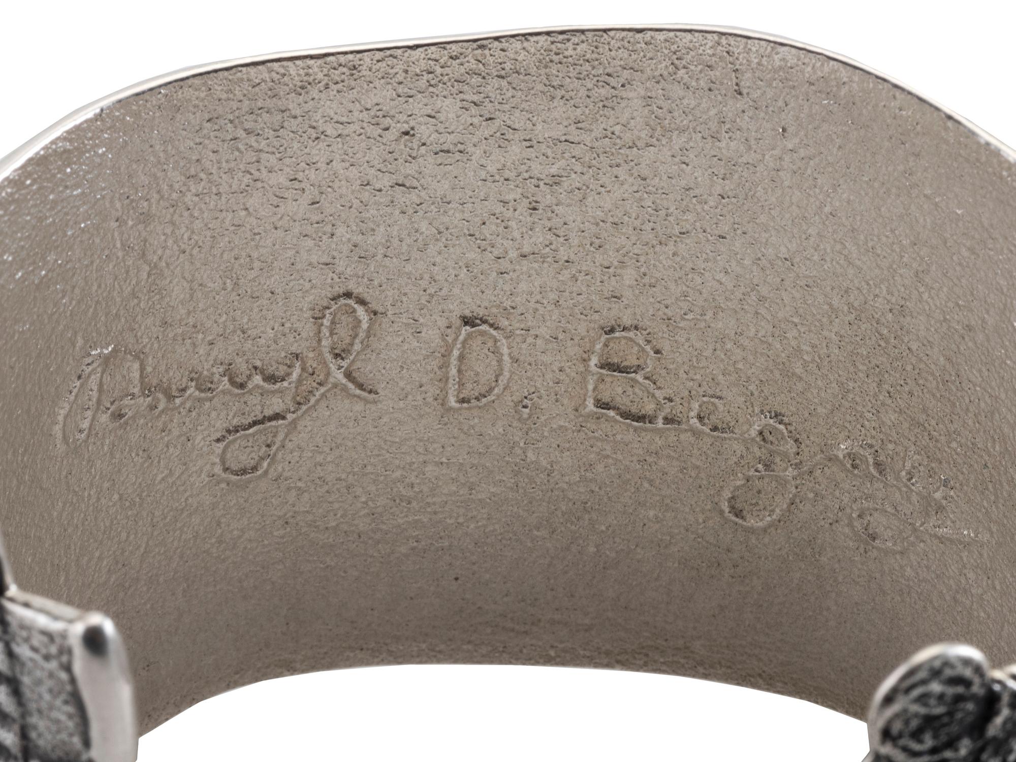 Tufa Cast Silver Figural Cuff Bracelet, with Coral Cabochon